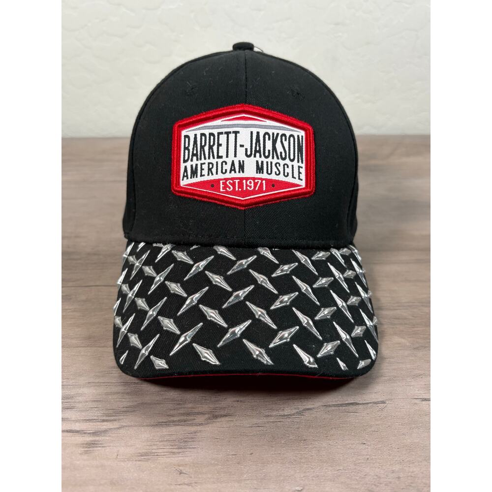 Barrett-Jackson Black Red Men's Adjustable‎ Hat Cap- EUC